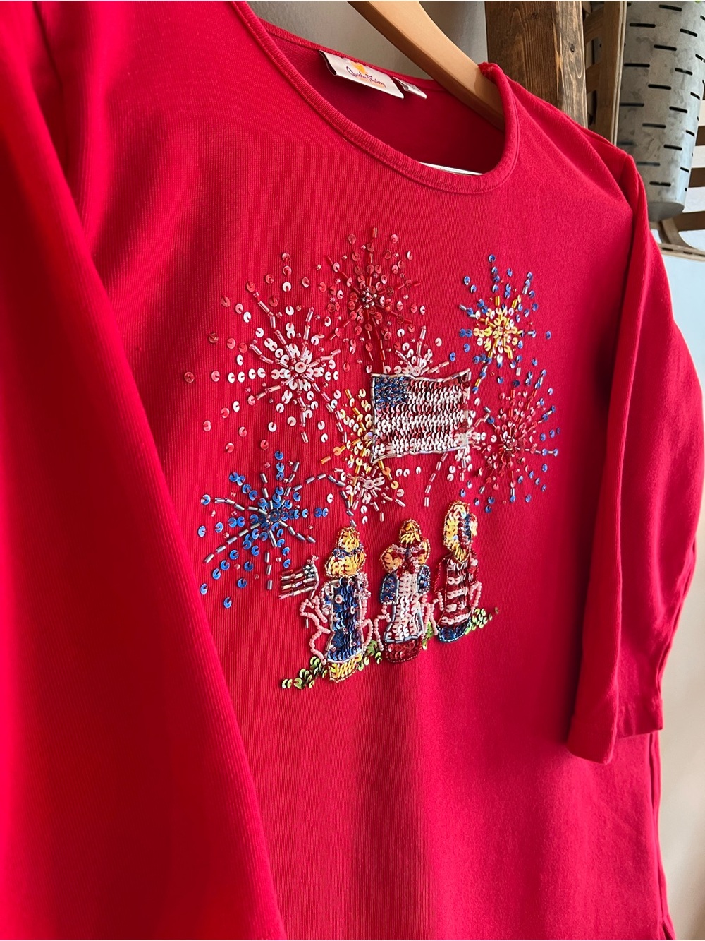 Quaker Factory Embellished Sequin Fireworks Tee